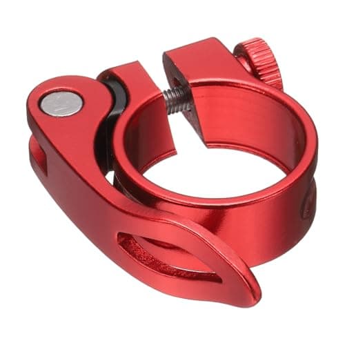 Image of sourcing map Bike Seat Post Clamp 31.8mm Bicycle Clamp Aluminum Alloy Quick Release Seat Post Collar for Diameter 27.2 to 28.6mm Bicycle Mountain Road Bike Tube, Red