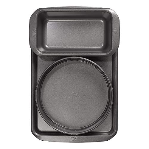 Image of Tala 10A11621 Essential Non-Stick Baking Set - Includes 20 cm Springform Cake Tin, 2 lb Loaf Tin and Baking Tray - Carbon Steel, Wide Flat Handles, Dishwasher and Freezer Safe Cake Tins, Grey