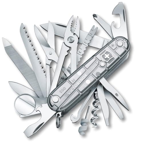 Image of Victorinox Swiss Champ Swiss Army Knife, Medium, Multi Tool, 33 Functions, Blade, Scissors, Silver Transparent