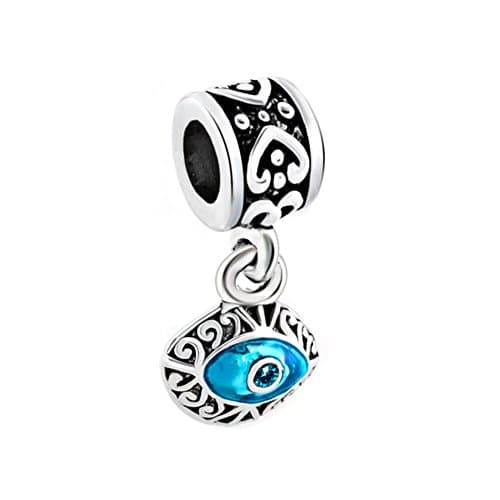 Image of ZakiaHo Good Luck Lucky Evil Eye Charms for Bracelets Womens Birthday Gifts Compatible with Pandora Bracelets