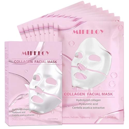 Image of Mifeloy Collagen Face Mask for Women – 8 Pack Skincare Hydrogel Sheet Mask with Deep Hydration & Pore Minimizing, Moisturising Jelly Mask for Elasticity Support, Self Care Gift Set