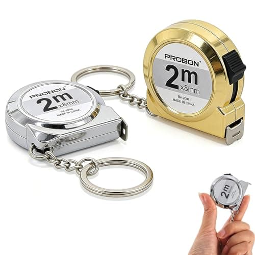 Image of 2 PCS Mini Tape Measure 2M Retractable Small Steel Measuring Tape, Clear Scales Portable keychain measurement tape- Ideal for Home, Office, School, and DIY Projects (Silver, Gold)