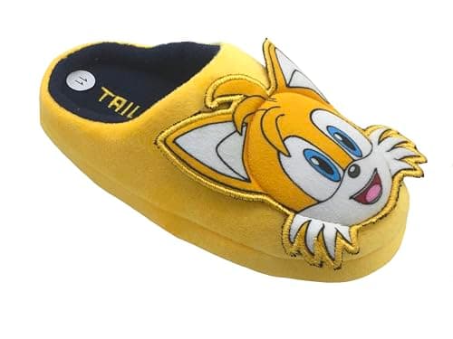 Image of Sonic The Hedgehog, Boys or Girls Kids Sonic Tails Slippers, Yellow, Size 4
