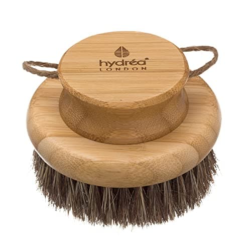 Image of Hydréa London Round Natural Body Brush with Mane/Cactus Bristle for Dry Brushing to Exfoliate, Remove Dead Skin, Cellulite and Aid Lymphatic Drainage.