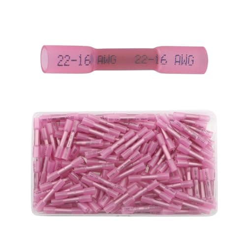 Image of Heat Shrink Butt Connectors Kit,150 Pcs Insulated Waterproof Wire Crimp Terminals,Heat Shrink Tube Electrical Connectors,Cable Connection For Home,Factory,Cars,Ship,Distribution Box(22-16AWG red))