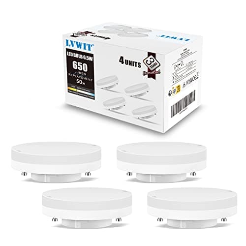 Image of LVWIT GX53 LED Light Lamp,6.5W Kitchen Led Under Cabinet Lighting,Outdoor Light GX53 Light Bulbs,Spot Lights Bulbs,Warm White,3000K,650 Lumens,220-240V, Replace 50W (Non-Dimmable, 4PCS)