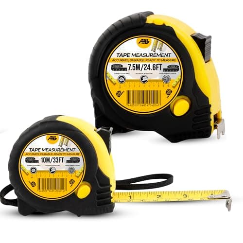 Image of AHG 10M + 7.5M Tape Measure Set | Dual Unit Metric & Imperial Markings | Heavy Duty Retractable 25mm Blades | Shockproof Rubber Case | Triple Lock Measuring Tools for DIY, Construction