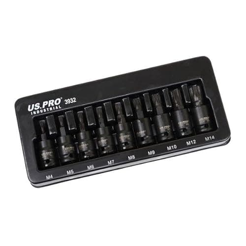 Image of US PRO Industrial 9PC 3/8" DR Impact Spline Bit Sockets Set 4-14mm 3932