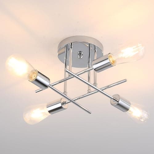 Image of Dellemade Ceiling Light, 4 Lights Chandelier Ceiling Light for Living Room,Bedroom,Kitchen (Silver)