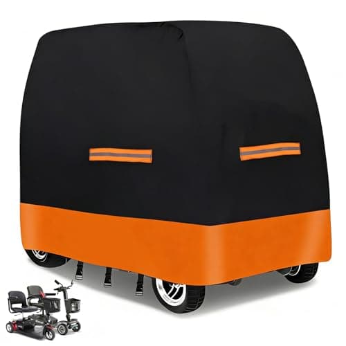 Image of Mobility Scooter Covers for Outside Storage, 210D Oxford Fabric Electric Scooter Cover, Waterproof Outdoor Scooters Rain Cover, Waterproof and Reflective Strips,3 Buckles and Large Bag(L 55"x 26"x36")