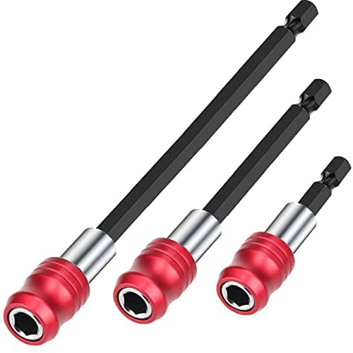 Image of 3 Pieces Drill Bit Extension, Quick Release Magnetic Screwdriver Bit Holder Impact Driver Bit Set, Bar Socket Chuck Adapter, 1/4 Inch Hex Shank Power Magnetic Bit Holder for Screws Nuts Drill