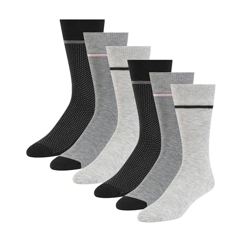 Image of Ted Baker Men's 6 Pack Solid Crew Dress Socks, Grey Heather/Black, One Size