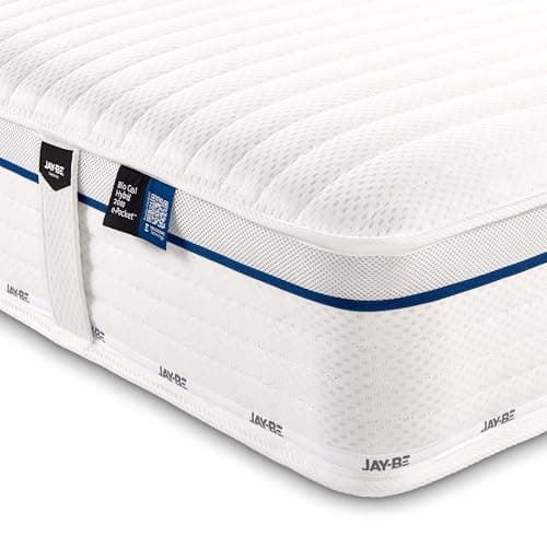 Image of JAY-BE Bio Cool Hybrid 2000 Double Mattress, 23cm Thick, Pocket Sprung, Medium Mattress, Natural Cooling Sensation, 4ft6 Double (190 x 135 x 23cm)