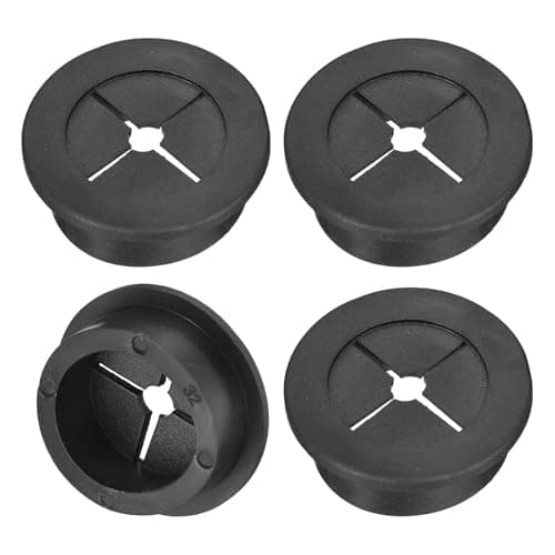Image of TA-VIGOR 4Pcs Rubber Desk Cable Grommet, 1-1/4 Inch (32mm) Flexible Cable Hole Cover for Office Desk & Worktops, Quiet Wire Organiser with Tight Fit Cable Port – Black