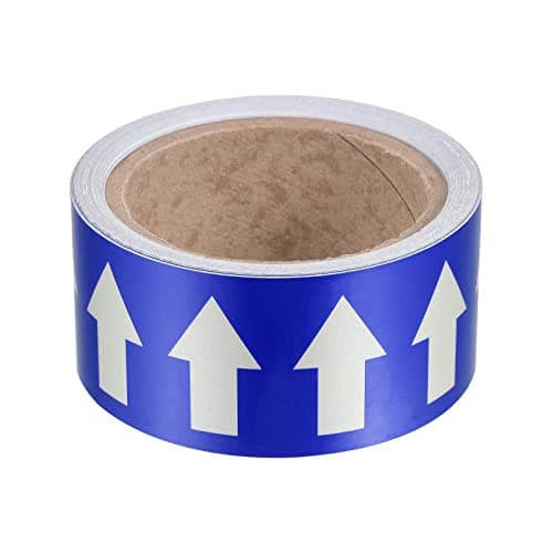 Image of PATIKIL Flow Arrow Tape, Polyethylene Pipe Marking Sticker with Reflective Strips, Waterproof & Heat Resistant, for Pipe Flow Directional Identification, 2 inch x 33 ft, Blue/White