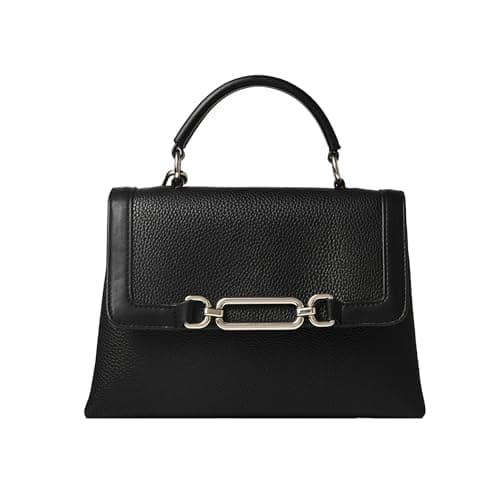 Image of Fiorelli Women's Emilia Hardware Top Handle Bag, Stylish & Classic Design, Grab Handbag with Crossbody Strap, Black Faux Leather