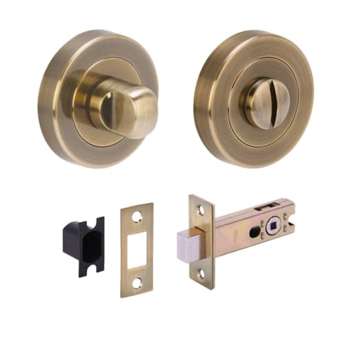 Image of HANDLEZONE® Bathroom Toilet Door Thumb Turn and Release Deadbolt Kit - Antique Bronze - 76mm Bolt with 57mm Backset