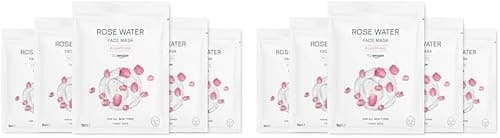 Image of by Amazon Rose Water, Plumping Face Sheet Mask, 18ml, 10 Pack