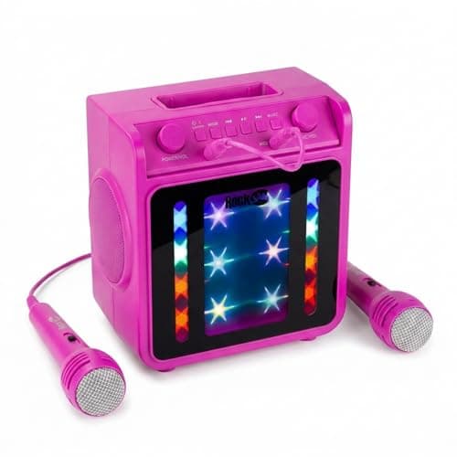 Image of RockJam 10-Watt Rechargeable Bluetooth Karaoke Machine with Two Mics, Lightshow & Voice Effects