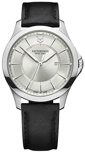 Image of Victorinox Men’s Watch Alliance Ø 40 mm, Swiss Made, Analogue Quartz, Water-Resistant up to 100 m, Sapphire Glass, Leather Strap, Silver/Black