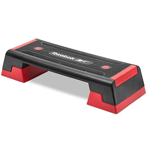 Image of Reebok Fitness Multipurpose Adjustable Aerobic and Strength Training Workout Step Platform for HIIT, Cardio, and General Sessions, Red