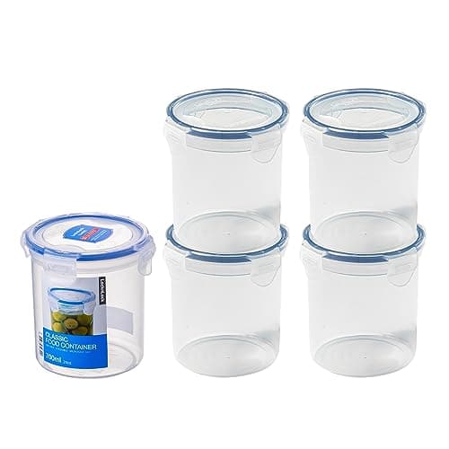 Image of LocknLock Round Food Containers with Lids Set of 5 - Plastic Airtight & Watertight Food Storage Containers, BPA Free & Dishwasher Safe, 5 x 700ml