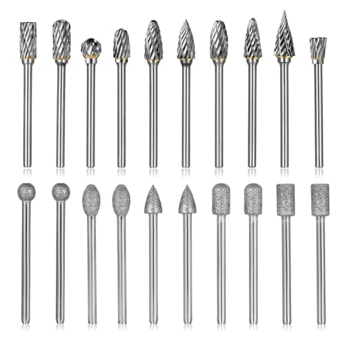 Image of 20 Carbide Die Grinder Bits, Double Rotary Burrs Set for Dremel Rotary Tool Accessories, Tungsten Carbide Drill Bitsfor Wood Metal Grinding Polishing,Wood Carving Bits with 1/8" Shank Burr Set