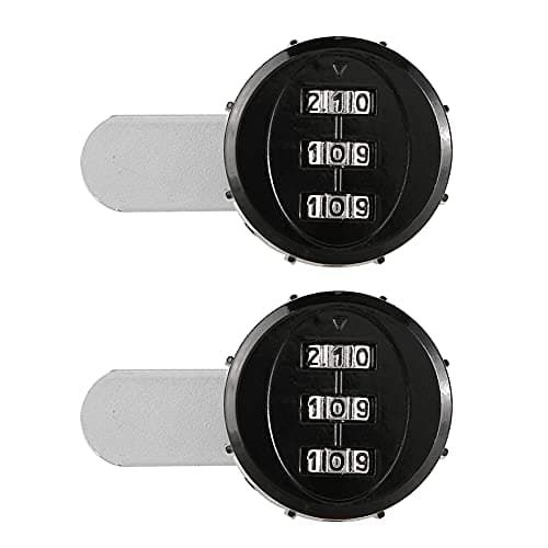 Image of 2 - Pack 3 - Digit Zinc Alloy Mechanical Password Lock, Keyless Cabinet Lock for Wardrobe Mailbox Locker, Resettable Combination Lock with 1000 Codes for Wooden Cabinets Thickness (30mm)