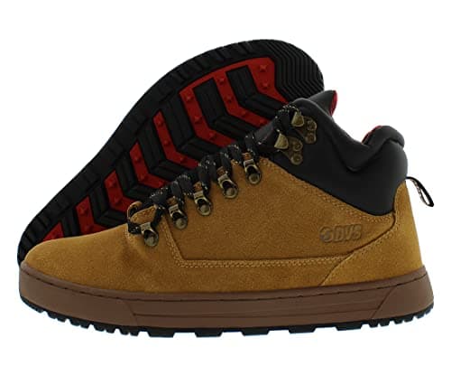 Image of DVS Men's Vanguard Skate Shoe, Chamois Black Red Suede, 8 UK