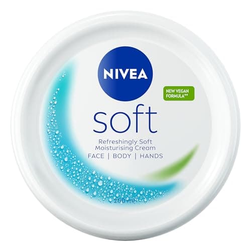 Image of NIVEA Soft Moisturising Cream (200ml), 48H Face Moisturiser, Body and Hands with Vitamin E and Jojoba Oil, Hand Moisturiser, Vegan Formula Day Cream