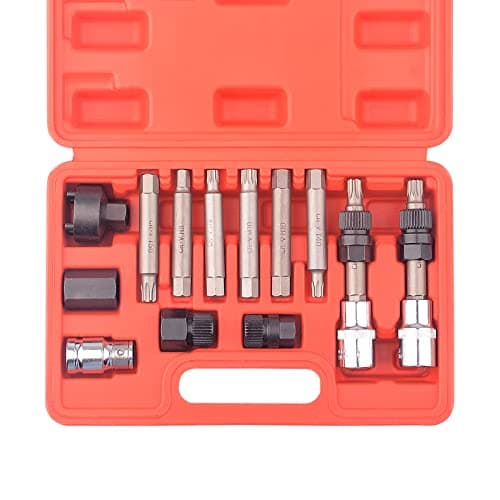 Image of DAYUAN 13 Pc Alternator Freewheel Pulley Car Garage Tool Kit Hex Spline Star Bits