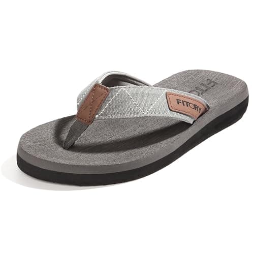 Image of FITORY Men's Flip Flops Thongs Lightweight Sandals Comfy Summer Shoes for Beach/Pool Size 6-12 (Grey 11 UK)