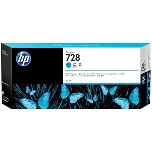 Image of HP 728 F9K17A Cyan 300-ml Genuine Ink Cartridge, High Capacity, with Original Ink DesignJet T730 and T830 Large Format Plotter Printers 729 DesignJet Printhead