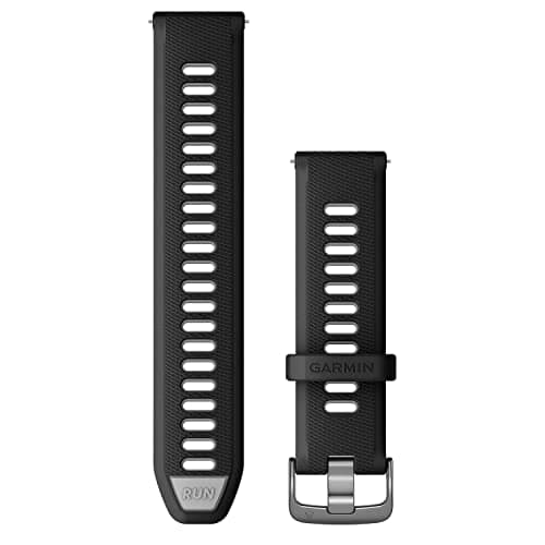 Image of Garmin Quick Release Bands (22mm), suitable for selected Forerunner-,Venu- and vívoactive smartwatch series, Original accessory, Silicone, Black/Powder Grey with Slate Hardware