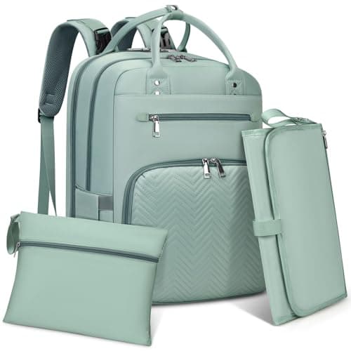 Image of RAINSMORE Baby Changing Bags Backpack with Portable Changing Mat Multifunction Nappy Changing Bags Waterproof Diaper Bag Large Nappy Bag Baby Bag for Mum