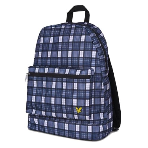Image of Lyle & Scott Unisex Check Backpack Rucksack - Dark Navy - One Size