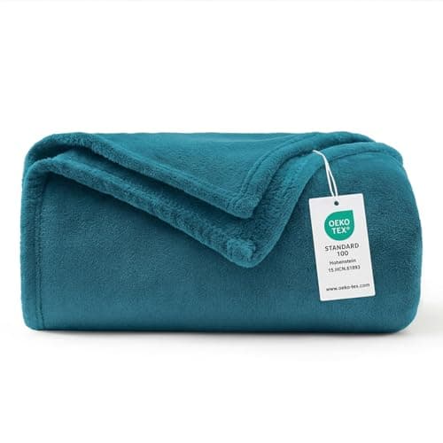 Image of WAVVE Fleece Blanket Sofa Throw Teal 4ft x 5ft - Fluffy Soft Warm Versatile Blanket for Sofa/Couch/Bed Throw/Single Size, 130x150 cm