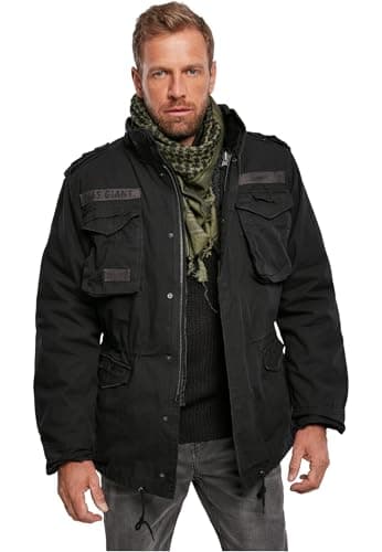 Image of Brandit "Giant" M65 Field Jacket Military Coat With Removeable Liner Black Large