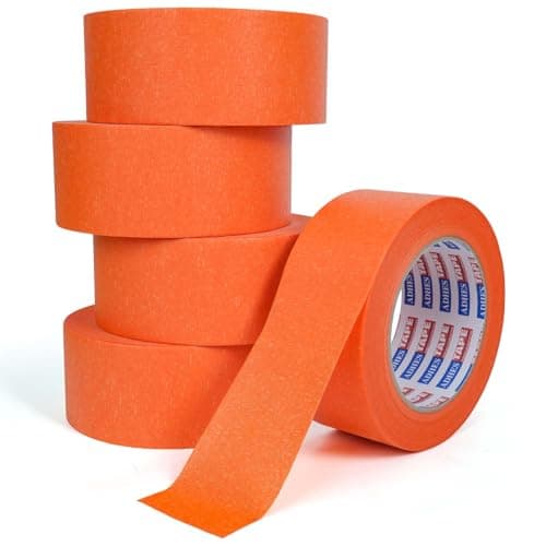 Image of ADHES 5 Rolls 48mm x 50m Orange Masking Tape Painters,UV Resistant Writable No Residue Indoor Painting and Decorating for Sharp Lines and No Paint Bleed
