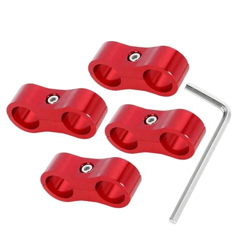 Image of Partuto 4 Pcs An6 Universal Hose Separator Clamp - Aluminum Alloy Red
