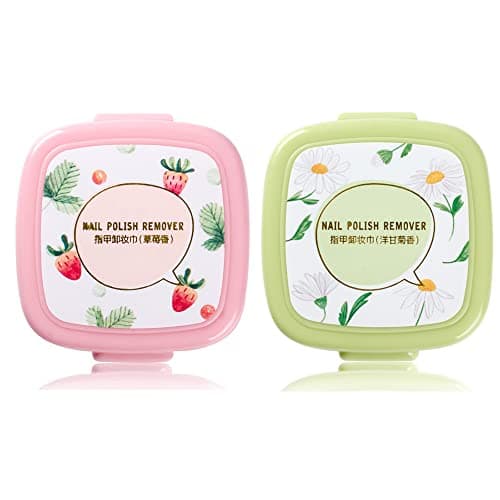Image of Renyigou Nail Varnish Remover Pads in Box,Travel portable Nail Varnish Remover Wipes (Strawberry+Chamomile, 80 Count (Pack of 2))