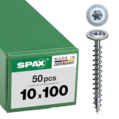 Image of Spax Wood Screw 10.0 x 100 mm, Pack of 50. T-Star Plus Plate Head Screw, Partial Thread, 4Cut Wirox A3J, 251011001005.
