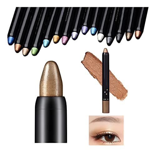 Image of 15 Color Highlighter Eyeshadow Pencil Waterproof Glitter Eye Shadow Eyeliner Pen Shimmer Glitter Pearl Cream Eye-Shadow Stick Crayon (04 Light Khaki)