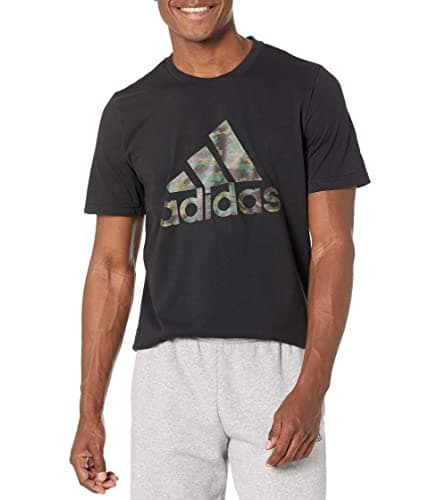 Image of adidas Men's Sportswear Camouflage Short Sleeve Logo T-Shirt, Black, Large