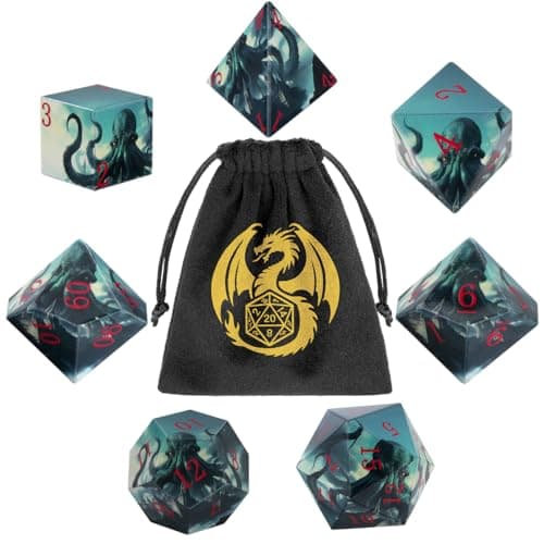 Image of Octopus Themed Polyhedral Dice, 7Pcs DND Dice Set, Dnd Starter Set with Velvet Gift Bag, Perfect D&D Accessories for RPG MTG, Fantasy Tabletop Game Night, Octopus Gifts for Men Women