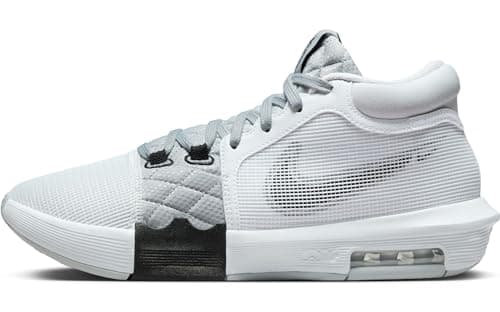 Image of NIKE Lebron Witness VIII, Three Quarters Tall Man, White Black Light Smoke Grey, 4.5 UK