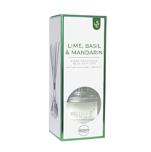 Image of Airpure Home Fragrance Reed Diffuser | Long Lasting | Lime, Basil and Mandarin | 8 x Black Room Sticks, 100 ml