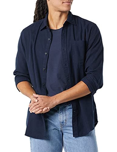 Image of Amazon Essentials Men's Long-Sleeved Flannel Shirt, Navy, XL