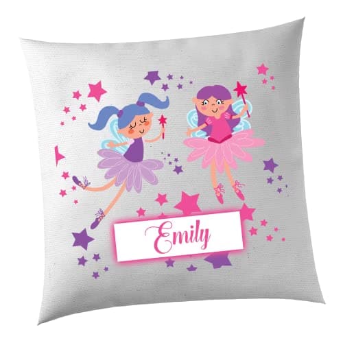 Image of SMARTYPANTS Personalised Fairy Cushion Cover - Cute Magic Custom Present Gift Idea Machine Washable Comfort Assured 40cmx40cm Premium Quality Polycotton Blend (White) (White)