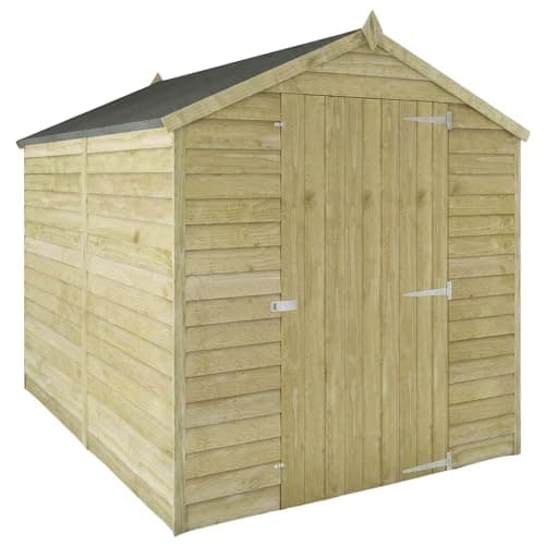 Image of WALTONS | 8x6 Garden Shed | Apex Roof | 7mm Overlap Cladding | Wooden Outdoor Storage Sheds | Tool Storage Shed | Felt and Fixings Included (8 x 6 Overlap Apex No Windows)